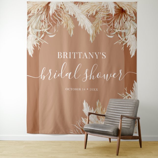 Boho Pampas Grass Brautparty Wandteppich (Beispiel)