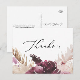 Boho Pampas Grass Danke Postcard Postkarte