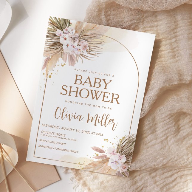 Boho Pampas Grass Desert Baby Dusche Einladung (Von Creator hochgeladen)