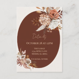 Boho Pampas Grass Details Card – Neutral Event Begleitkarte