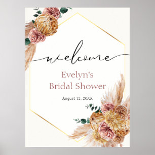 Boho Pampas Grass Dried Bouquet Willkommen Poster