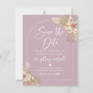 Boho Pampas Grass Dusty Rose Rosa Save the Date
