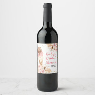 Boho Pampas Grass Eis Wein Flasche Party Weinetikett