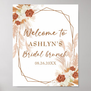 Boho Pampas Grass Elegant Bridal Brunch Willkommen Poster