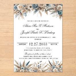 Boho Pampas Grass Elegant Wedding Invitation Acryleinladungen