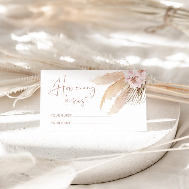 Boho pampas grass erraten, wie viele Küsse Begleitkarte (Von Creator hochgeladen)