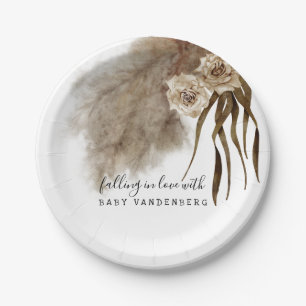 Boho Pampas Grass Fall Baby Dusche Pappteller