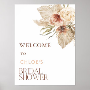 Boho Pampas Grass Floral Brautparty Willkommen Poster