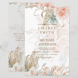 BOHO Pampas Grass Floral Coral Sage Wedding