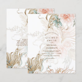 BOHO Pampas Grass Floral Coral Sage Wedding