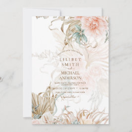 BOHO Pampas Grass Floral Coral Sage Wedding