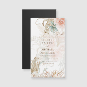 BOHO Pampas Grass Floral Coral Sage Wedding Magnetkarte