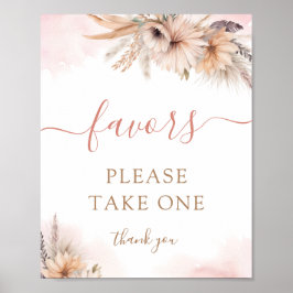 Boho Pampas Grass Floral Girl Baby Duwer Favoriten Poster