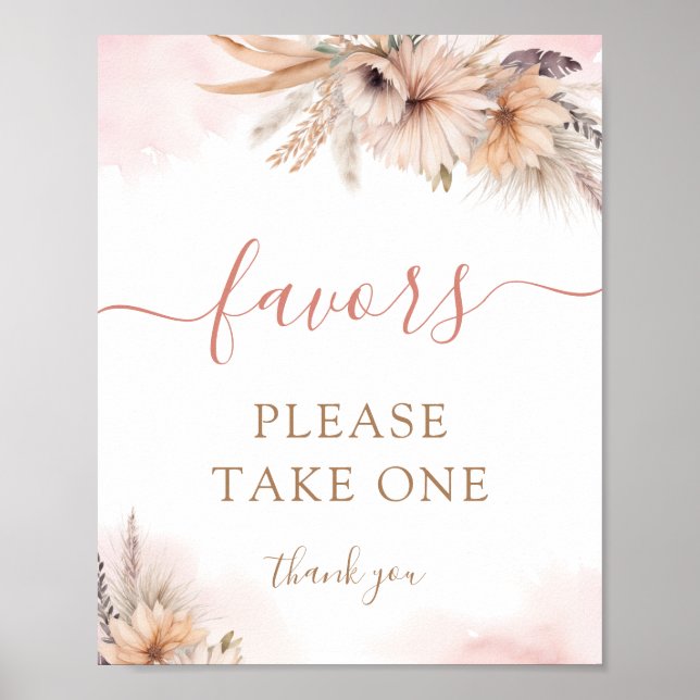 Boho Pampas Grass Floral Girl Baby Duwer Favoriten Poster (Vorne)