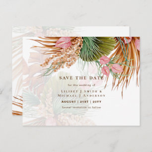 BOHO Pampas Grass Floral Hochzeit speichern das Da Postkarte