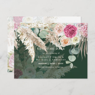 BOHO Pampas Grass Floral Hochzeit speichern das Da Postkarte