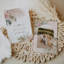 Boho Pampas Grass Floral Save the Date