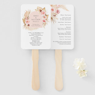 Boho Pampas Grass Floral Wedding Program Fan Fächer