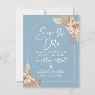 Boho Pampas Grass French Blue Save the Date
