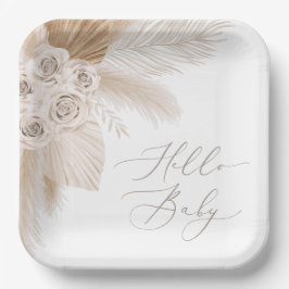 Boho Pampas Grass Gender Neutral Baby Dusche Pappteller