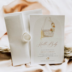 Boho Pampas Grass Gender Neutral Hallo Baby Dusche Einladung