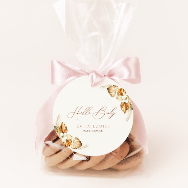 Boho Pampas Grass Gender Neutral Hallo Baby Geschenkanhänger (Von Creator hochgeladen)