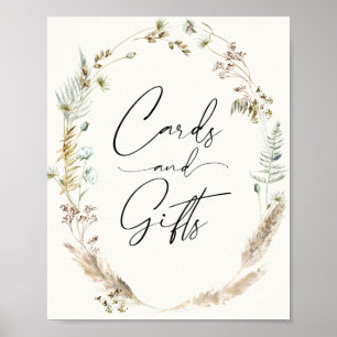 Boho Pampas Grass, getrocknet Bouquet Karten und G Poster