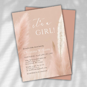 Boho Pampas Grass Girl Baby Shower Einladung