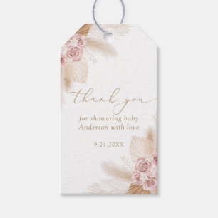 Boho Pampas Grass Girl Baby Shower Geschenkanhänger