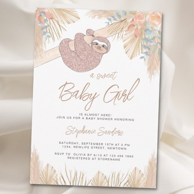 Boho Pampas Grass Girl's Baby Shower Einladung (Von Creator hochgeladen)