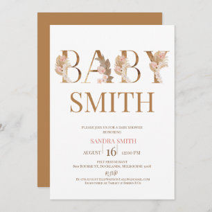 Boho Pampas Grass Girls Baby Word Baby Shower Einladung