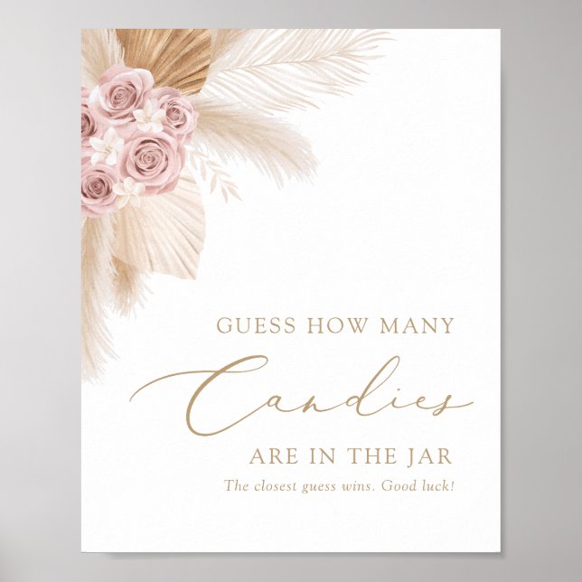 Boho Pampas Grass Guess Wie viele Kanadier signier Poster (Vorne)