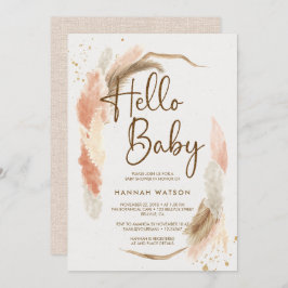 Boho Pampas Grass Hello Baby Shower Einladung