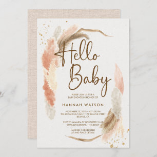Boho Pampas Grass Hello Baby Shower Einladung