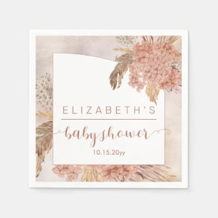 Boho Pampas Grass   Hydrangeas Girl Baby Dusche  Serviette