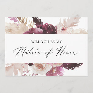 Boho Pampas Grass Matron of Honor Vorschlag Card Einladung