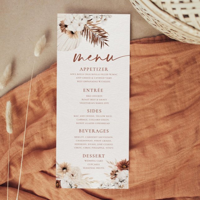Boho Pampas Grass Menu Menükarte (Von Creator hochgeladen)
