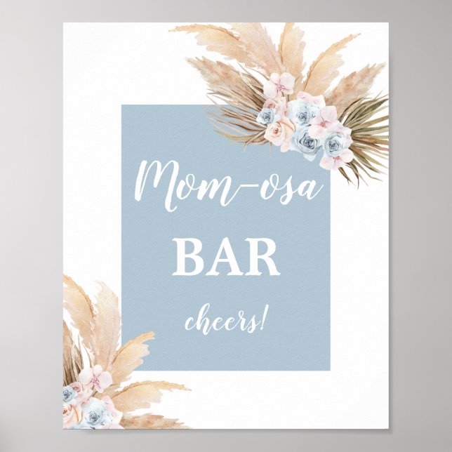 Boho Pampas Grass Mimosa Bar Boy-Zeichen Poster (Vorne)