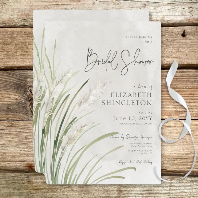 Boho Pampas Grass Minimal Brautparty Einladung (Boho Pampas Grass Minimal Bridal Shower Invitation)