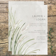Boho Pampas Grass Minimal Moderne Hochzeit Einladu