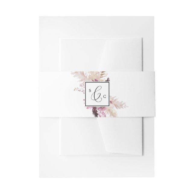 Boho Pampas Grass Monogram Wedding Einladungsbanderole (Vorderseite Beispiel)