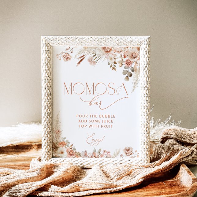 Boho Pampas Grass Neutral Baby Dusche Momosa Bar Poster (Von Creator hochgeladen)