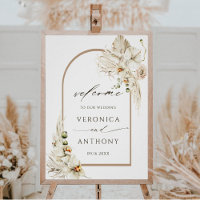 Boho Pampas Grass Orchid Floral Wedding Willkommen