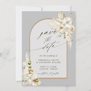 Boho Pampas Grass Orchid Gray Wedding Foto Save The Date