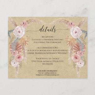 Boho Pampas Grass Palm Foliage Hochzeitdetails Einladung
