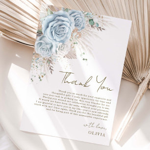Boho Pampas Grass Pastel Blue Floral Brautparty Dankeskarte