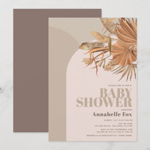 Boho Pampas Grass Pink Baby Dusche Einladung