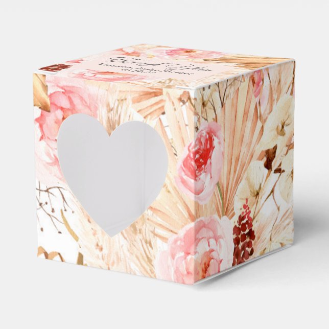 Boho Pampas Grass Pink Blume Baby Girl Shower Fav Geschenkschachtel (Vorderseite)