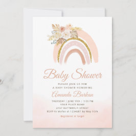 Boho Pampas Grass pink Rainbow Girl Baby Showroom Einladung