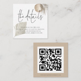 Boho Pampas Grass QR Code Hochzeitsdetails Begleitkarte